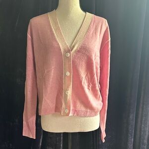 NWT JCrew Cashmere Pink V-Neck Button-Up Women's Sweater XS